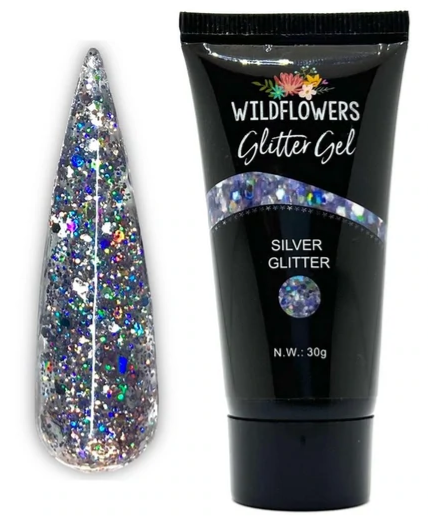Wildflowers glitter gel silver glitter